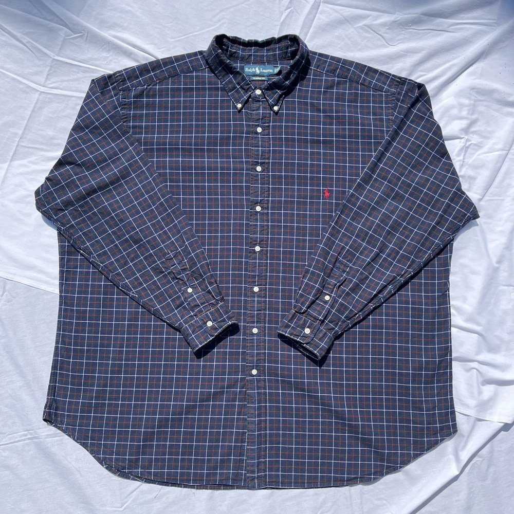 Ralph Lauren Mens Plaid Button Down 4XLT Large & Tall Long Sleeve Shirt Flannel